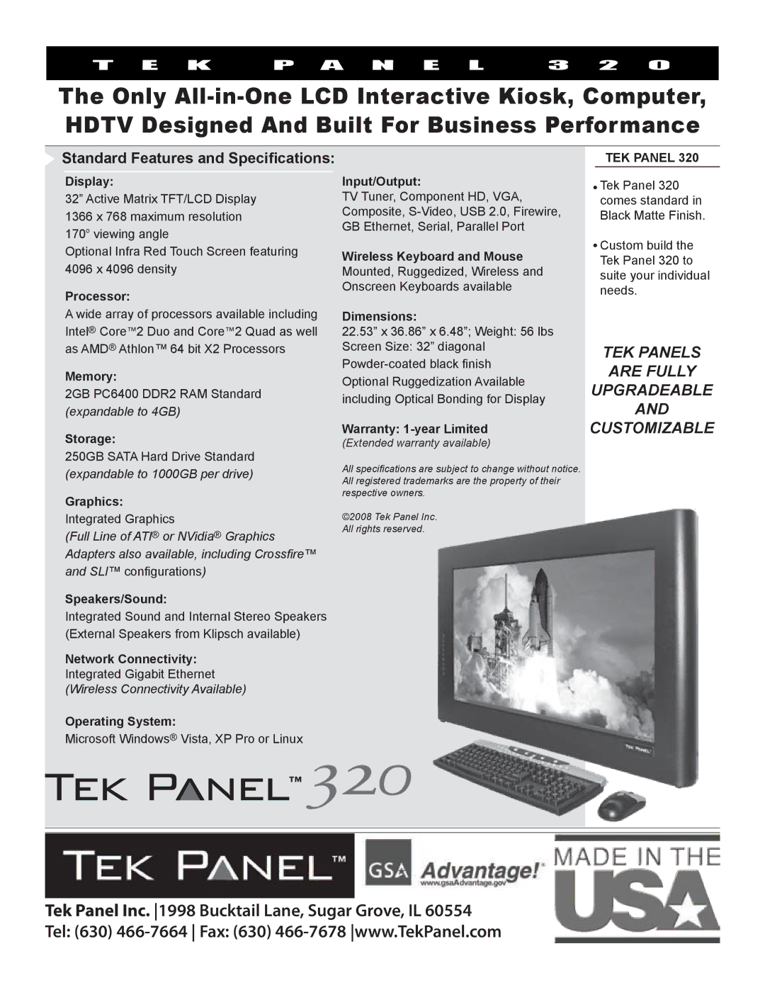 Hy-Tek Manufacturing 320 Display, Processor, Memory, Storage, Graphics, Speakers/Sound, Network Connectivity, Input/Output 