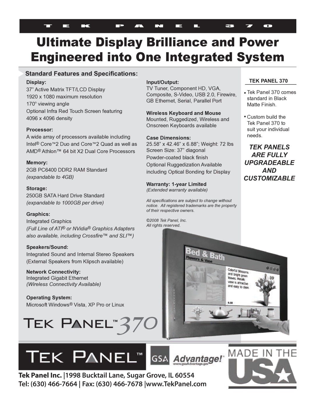 Hy-Tek Manufacturing 370 Display, Processor, Memory, Storage, Graphics, Speakers/Sound, Network Connectivity, Input/Output 