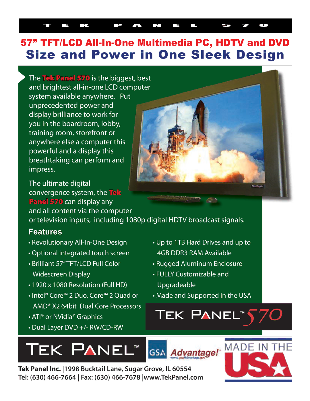 Hy-Tek Manufacturing Tek Panel 570 manual Size and Power in One Sleek Design 