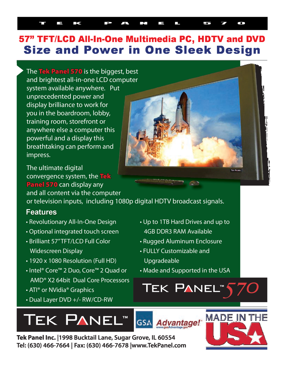 Hy-Tek Manufacturing Tek Panel 570 manual Size and Power in One Sleek Design, Features 