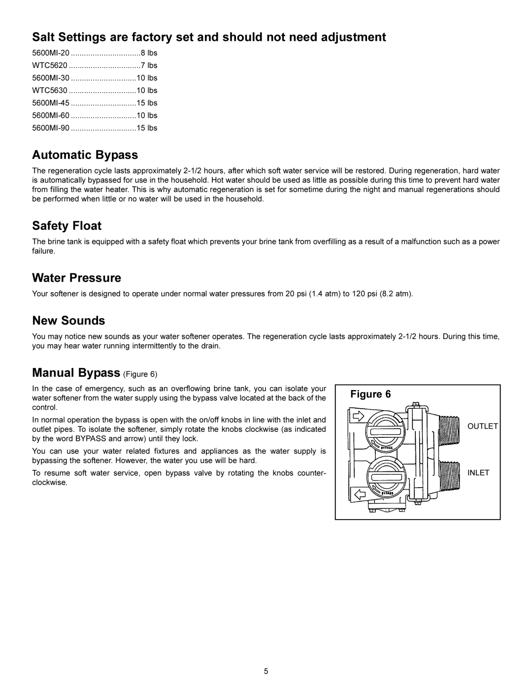 HydroSurge 5600 operation manual Salt Settings are factory set and should not need adjustment 