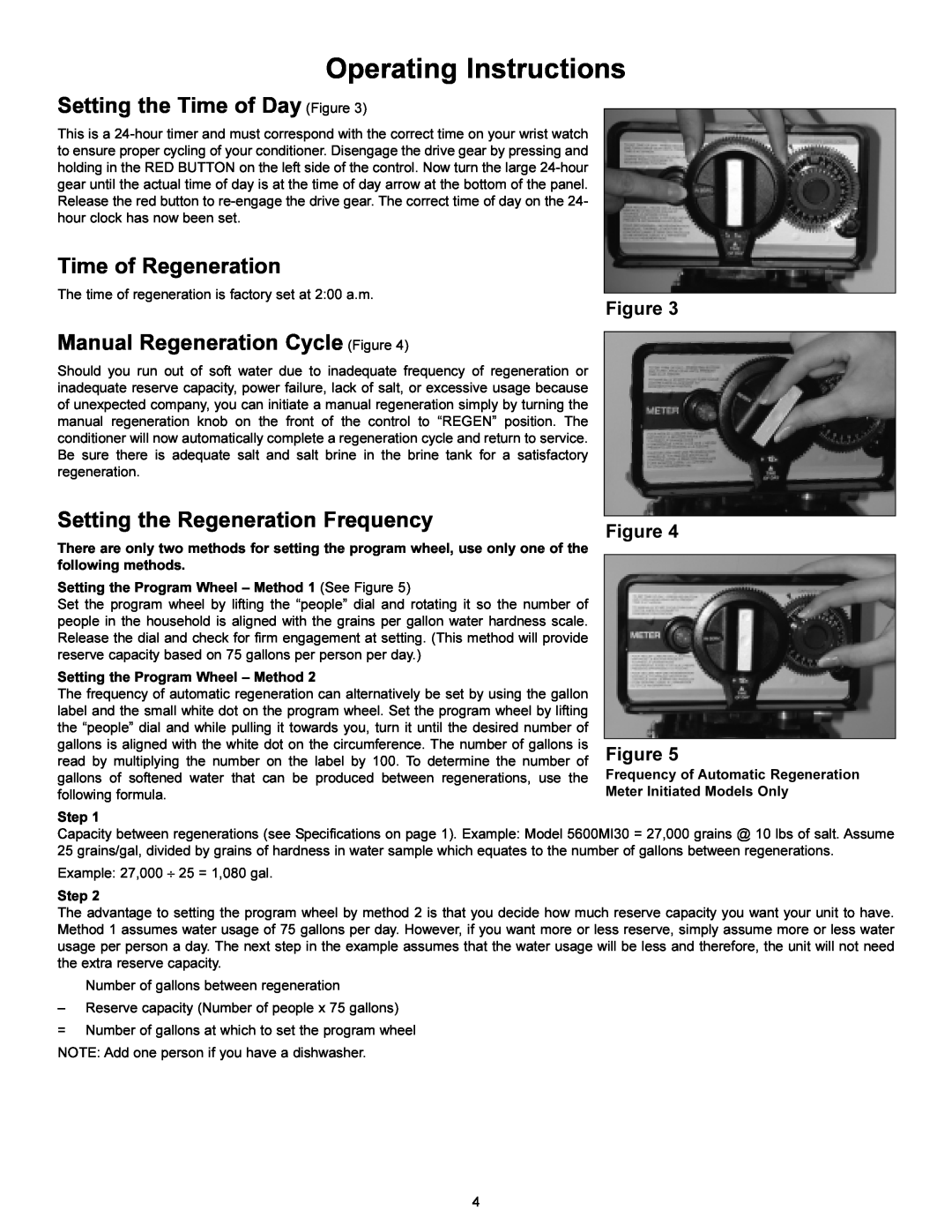 HydroSurge 5600 operation manual Operating Instructions, Setting the Time of Day Figure, Time of Regeneration 