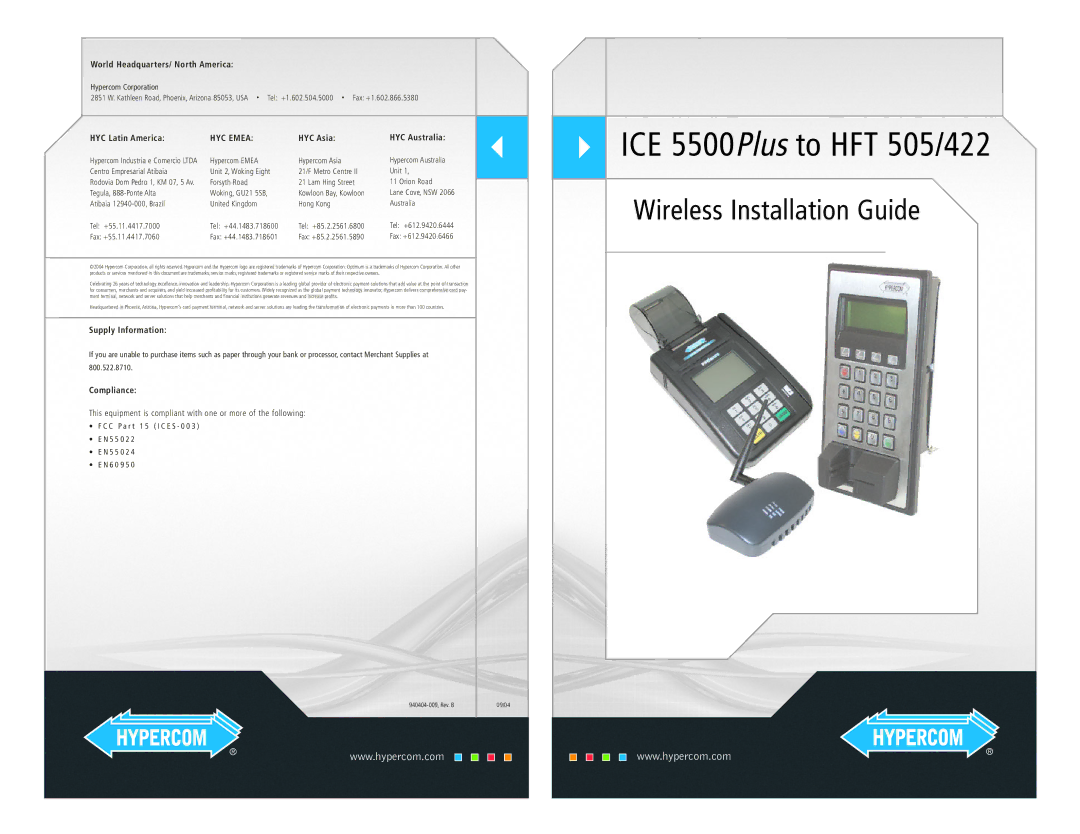 Hypercom HFT 505/422 manual Wireless Installation Guide, HYC Emea 