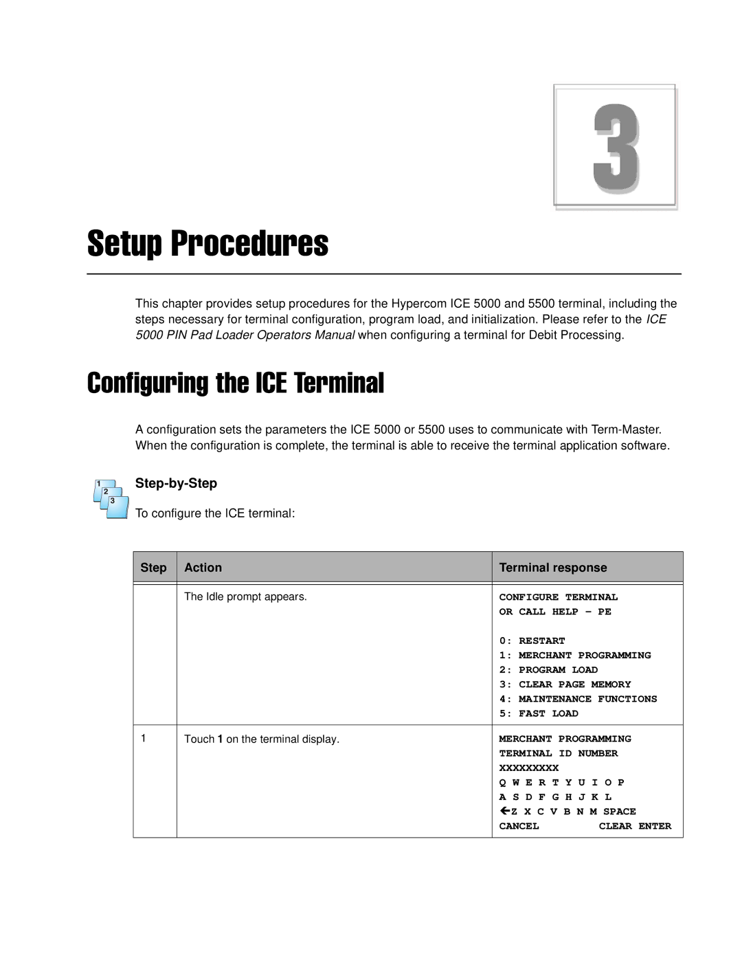 Hypercom ICE 5000 manual To configure the ICE terminal 