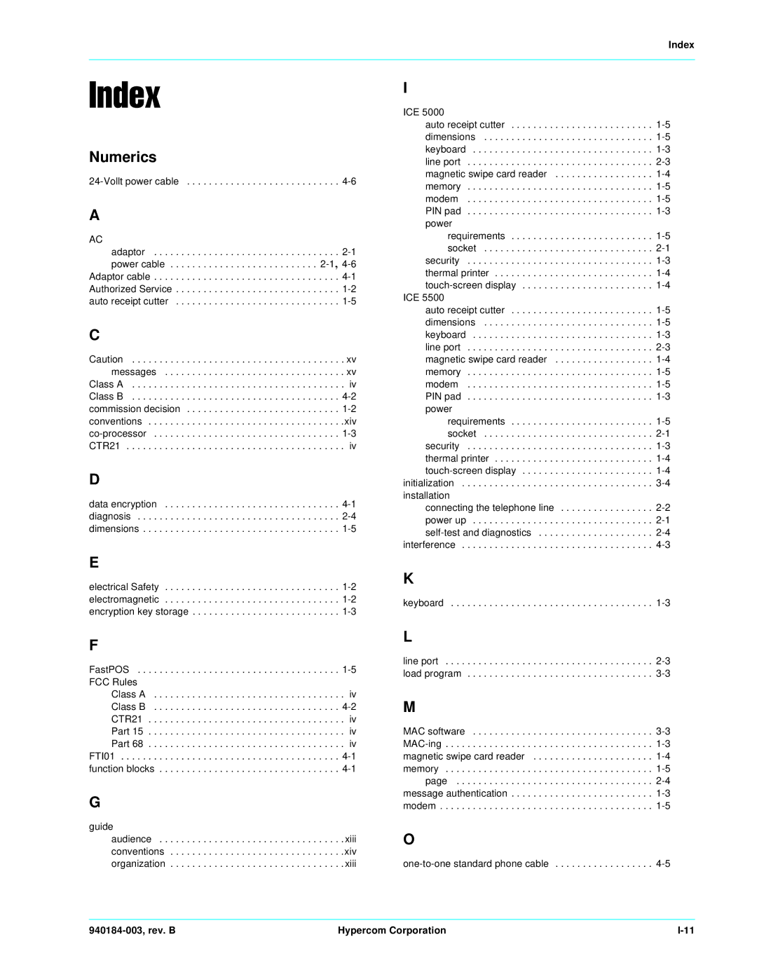 Hypercom ICE 5000 manual Numerics 