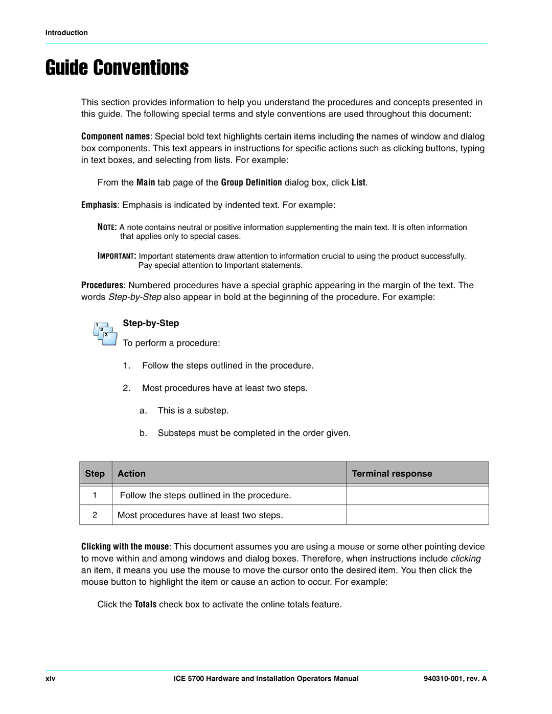 Hypercom ICE 5700 manual Guide Conventions, Step-by-Step 