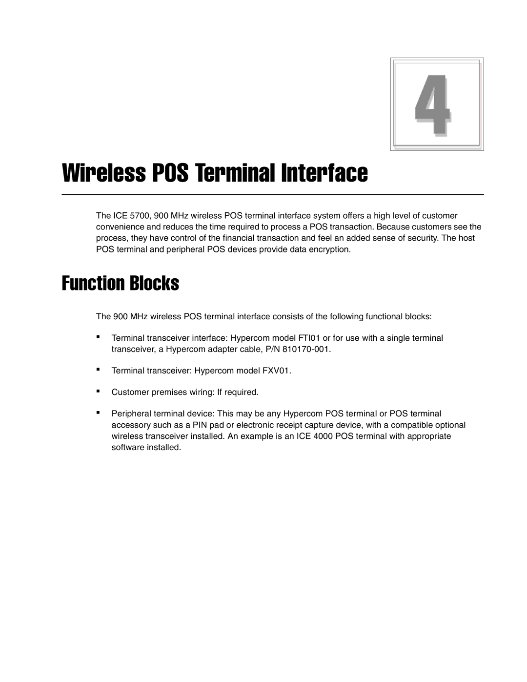 Hypercom ICE 5700 manual Wireless POS Terminal Interface, Function Blocks 