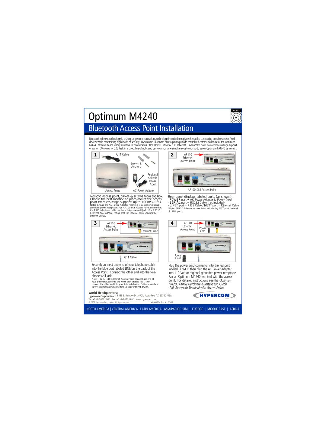 Hypercom M4200 manual Léíáãìã=jQOQM=, ÄìÉíççíÜ=ÅÅÉëë=mçáåí=fåëí~ää~íáçå, Rear panel displays labeled ports as shown 