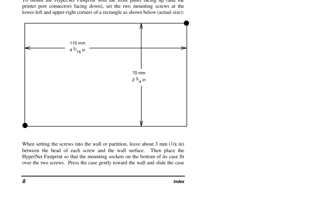Hypertec FastPrint Multiprotocol Ethernet/Fast Ethernet Print Server Hardware manual 110 mm 