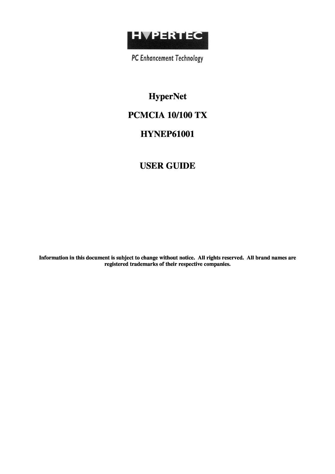 Hypertec HYNEP61001 manual registered trademarks of their respective companies 