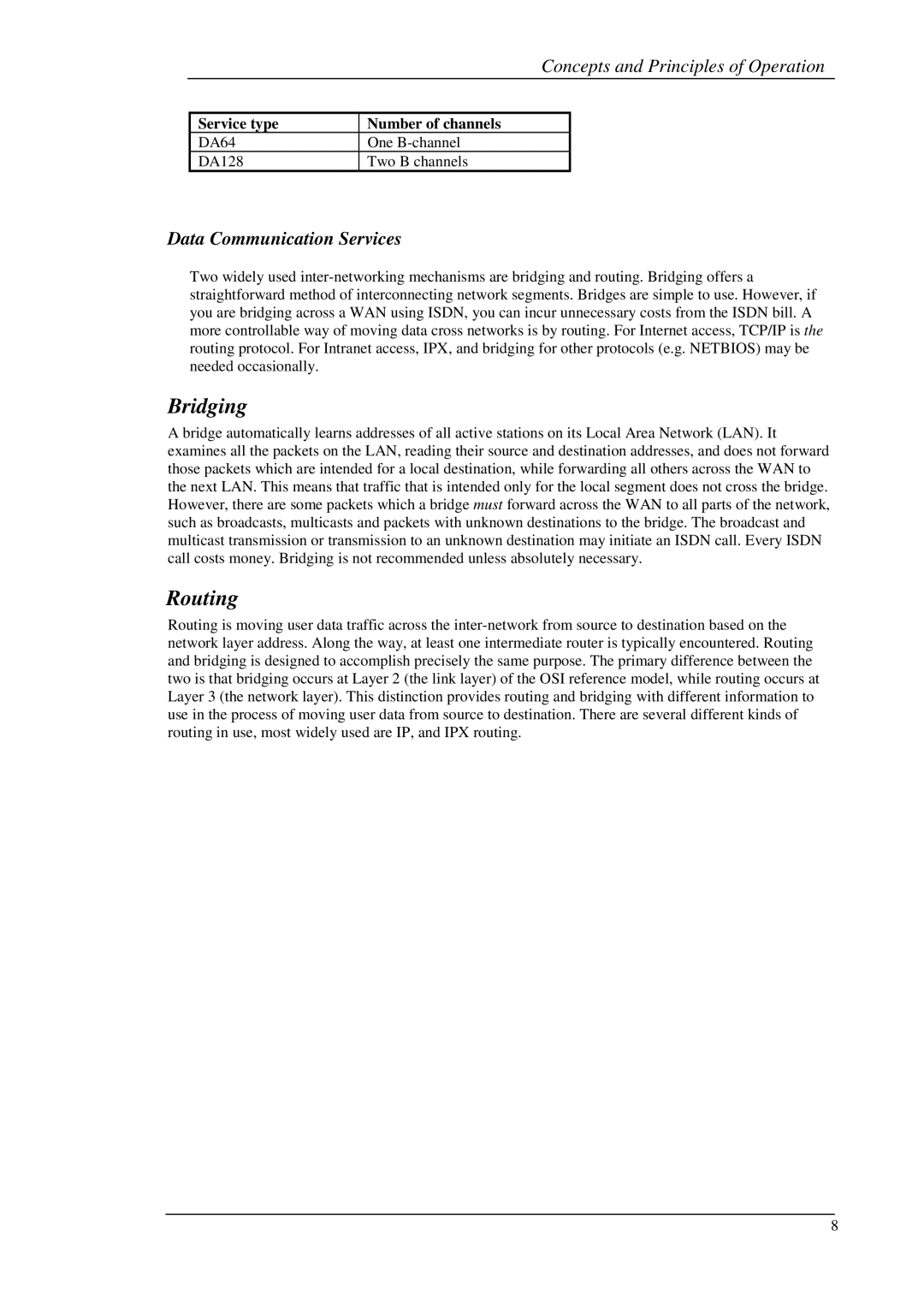 Hypertec ISDN 10T Router manual Bridging, Routing, Data Communication Services 