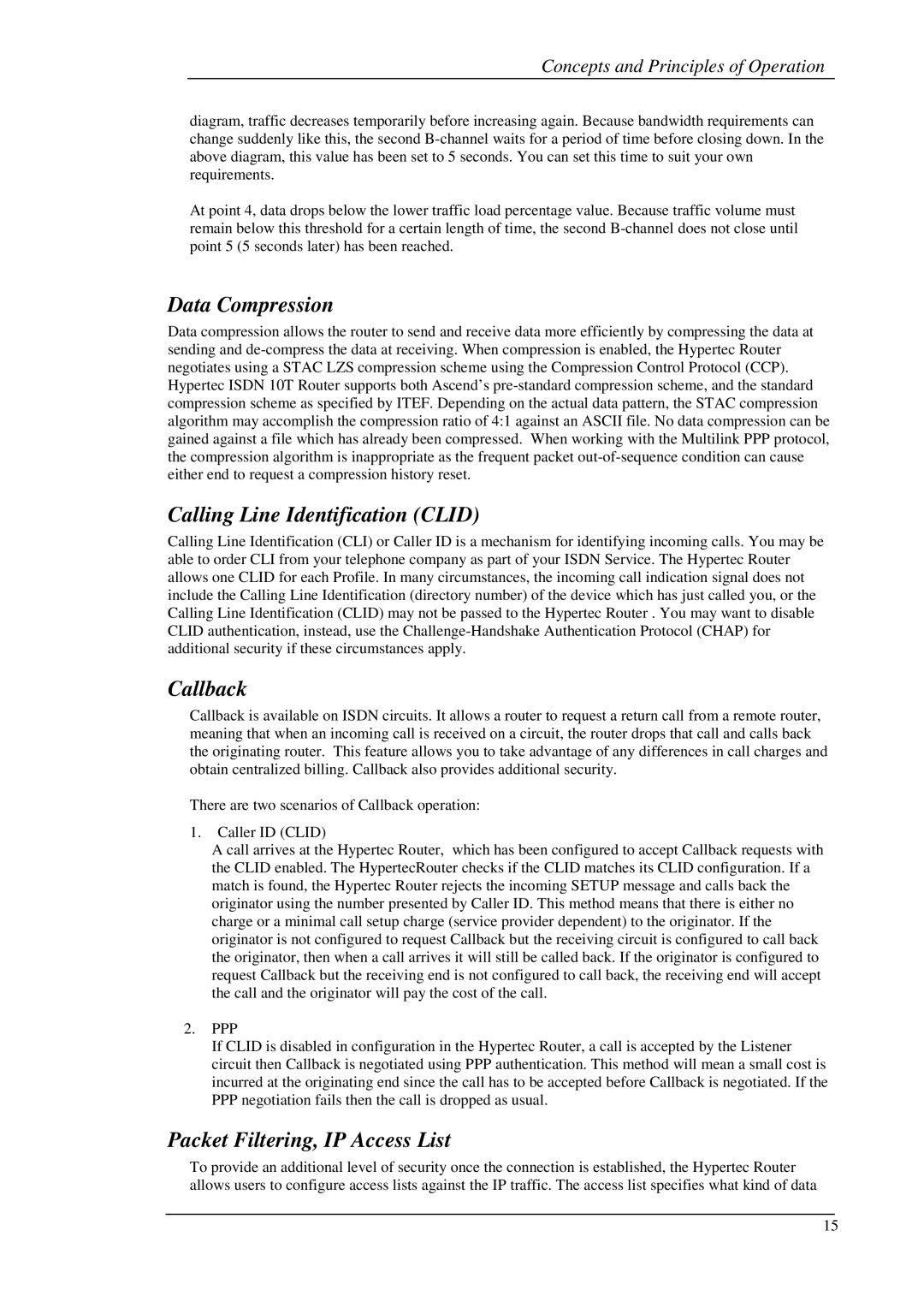 Hypertec ISDN 10T Router Data Compression, Calling Line Identification Clid, Callback, Packet Filtering, IP Access List 