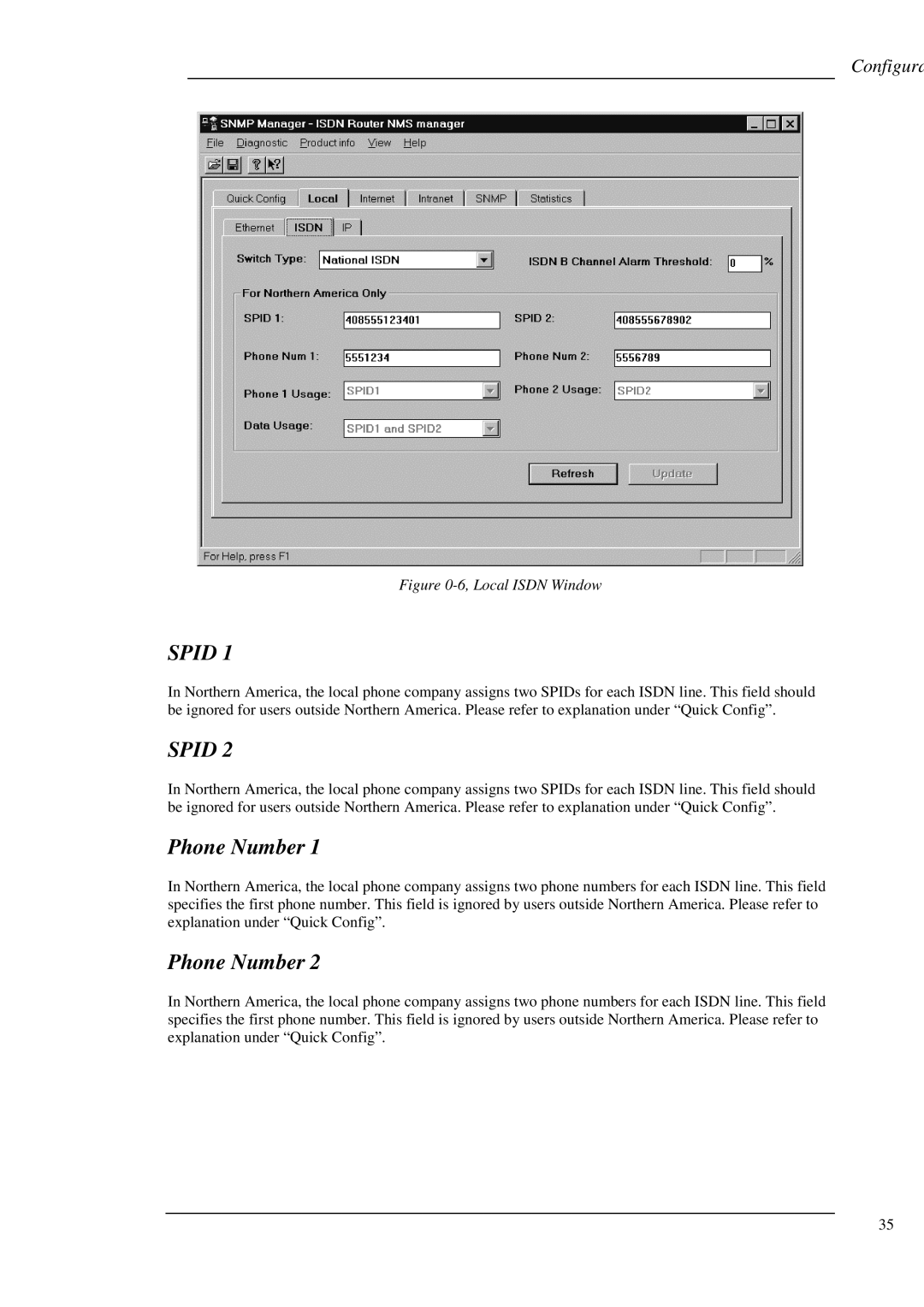 Hypertec ISDN 10T Router manual Local Isdn Window 