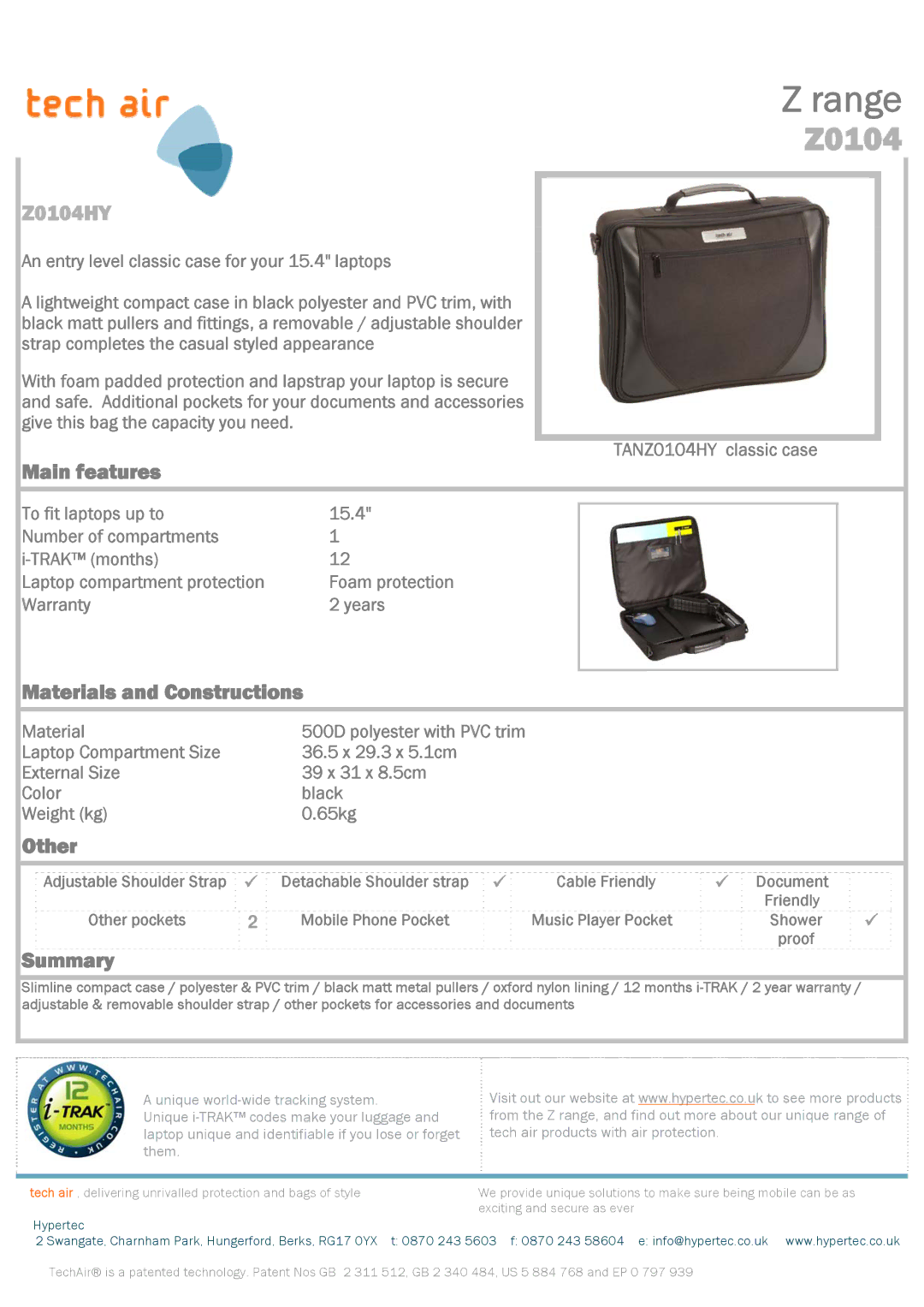 Hypertec Z range warranty Range, Z0104HY 