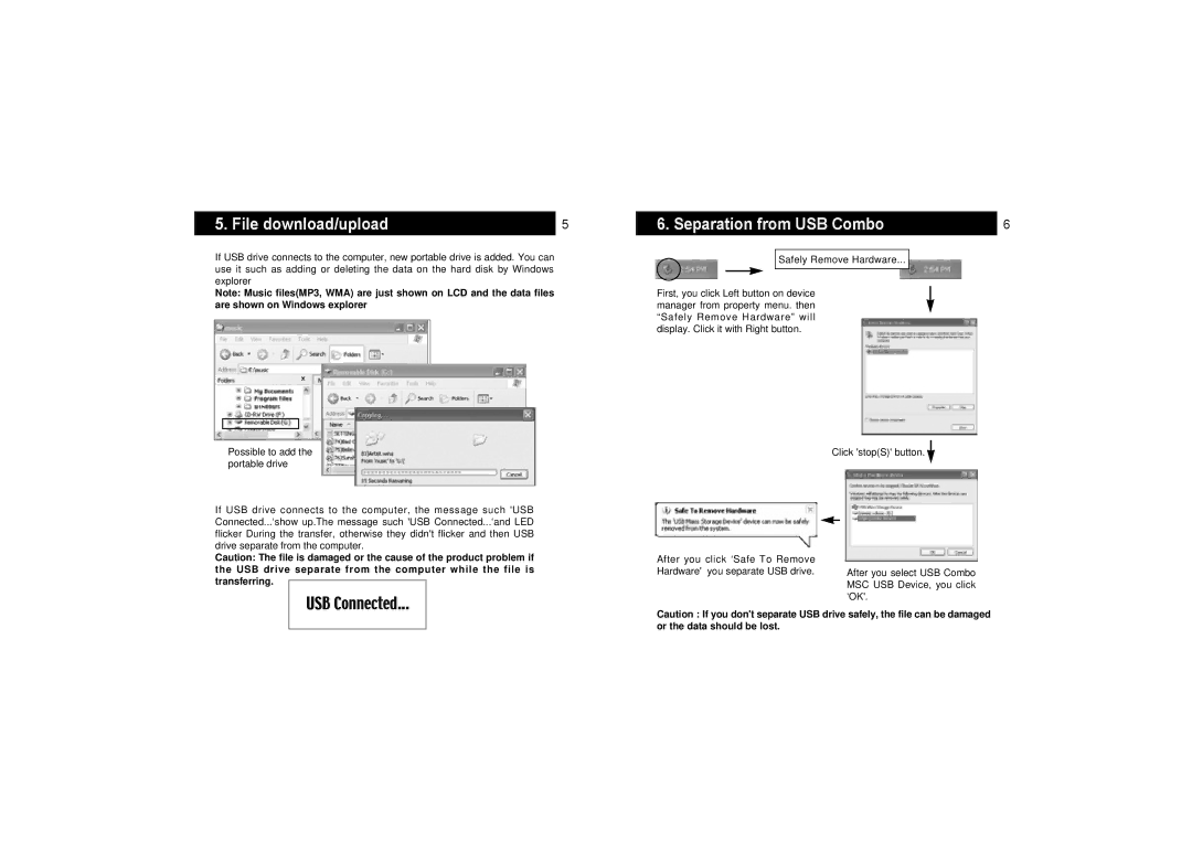 Hyun Won DAH-1100 manual File download/upload, Separation from USB Combo 