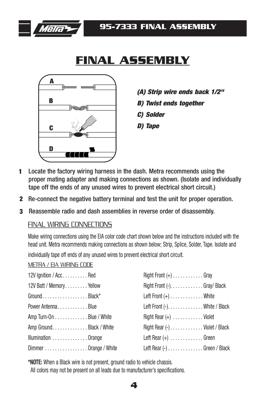 Hyundai 95-7333 installation instructions Final Assembly 