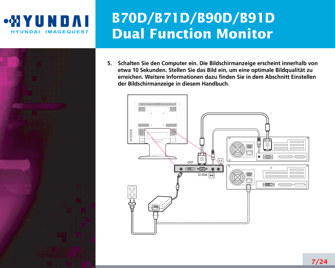 Hyundai manual B70D/B71D/B90D/B91D Dual Function Monitor 