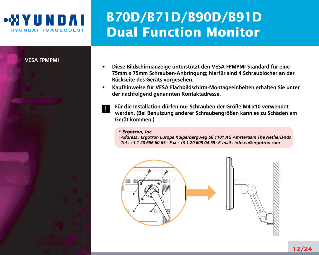 Hyundai B70D, B71D, B90D, B91D manual 12/24 