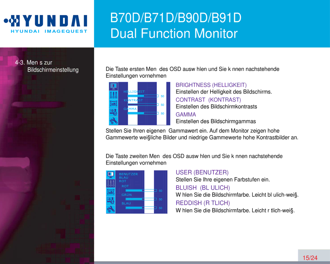 Hyundai B91D, B70D, B71D, B90D manual 15/24 