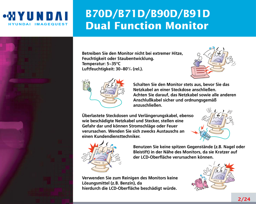 Hyundai manual B70D/B71D/B90D/B91D Dual Function Monitor 