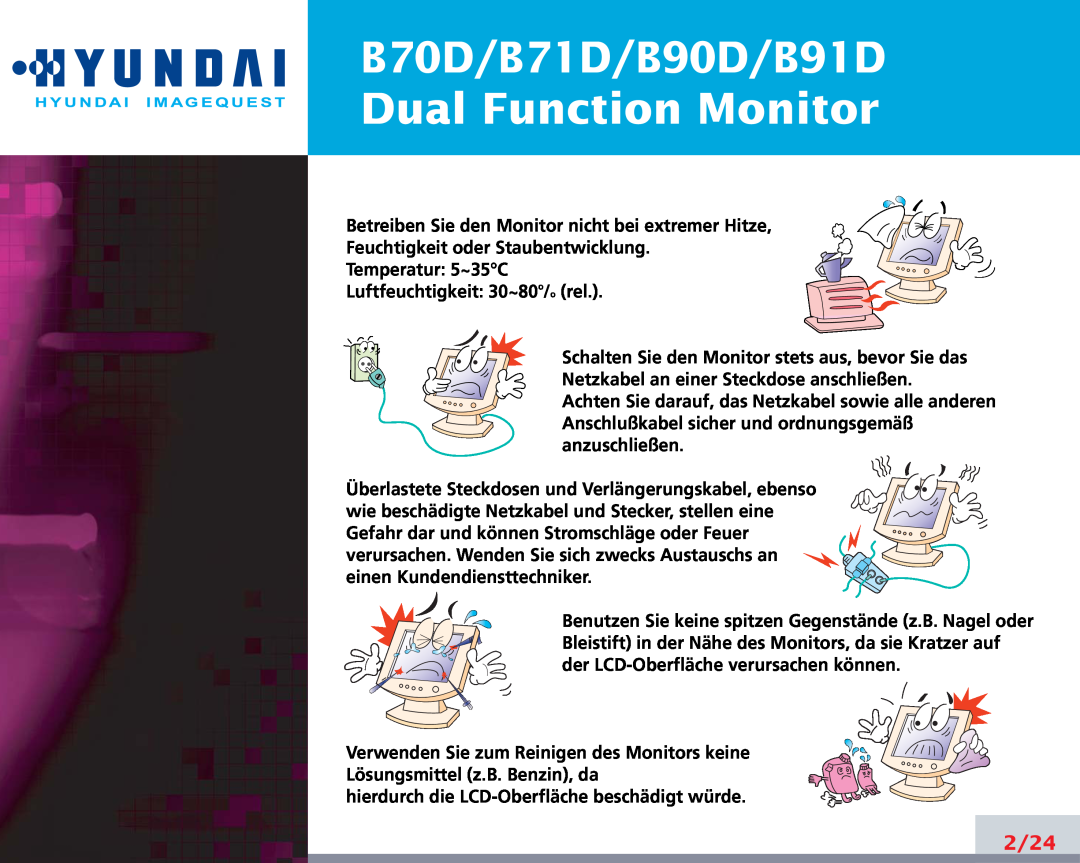 Hyundai manual B70D/B71D/B90D/B91D Dual Function Monitor, 2/24 