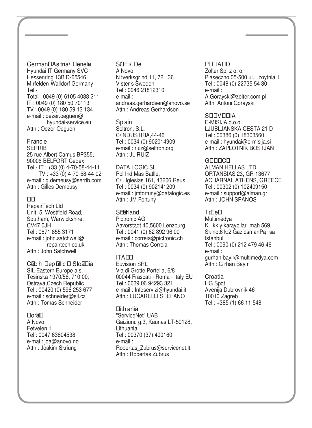 Hyundai E230D, E200D, E201D, E231D, Digital LCD TV manual Hyundai IT Service Center 