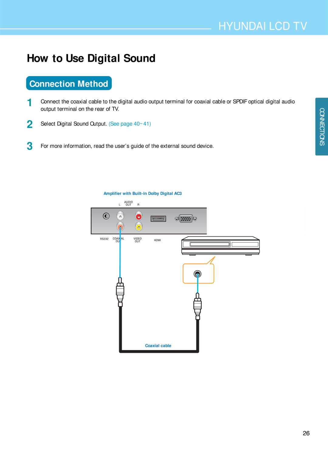 Hyundai E321D, E261D, E371D manual How to Use Digital Sound 