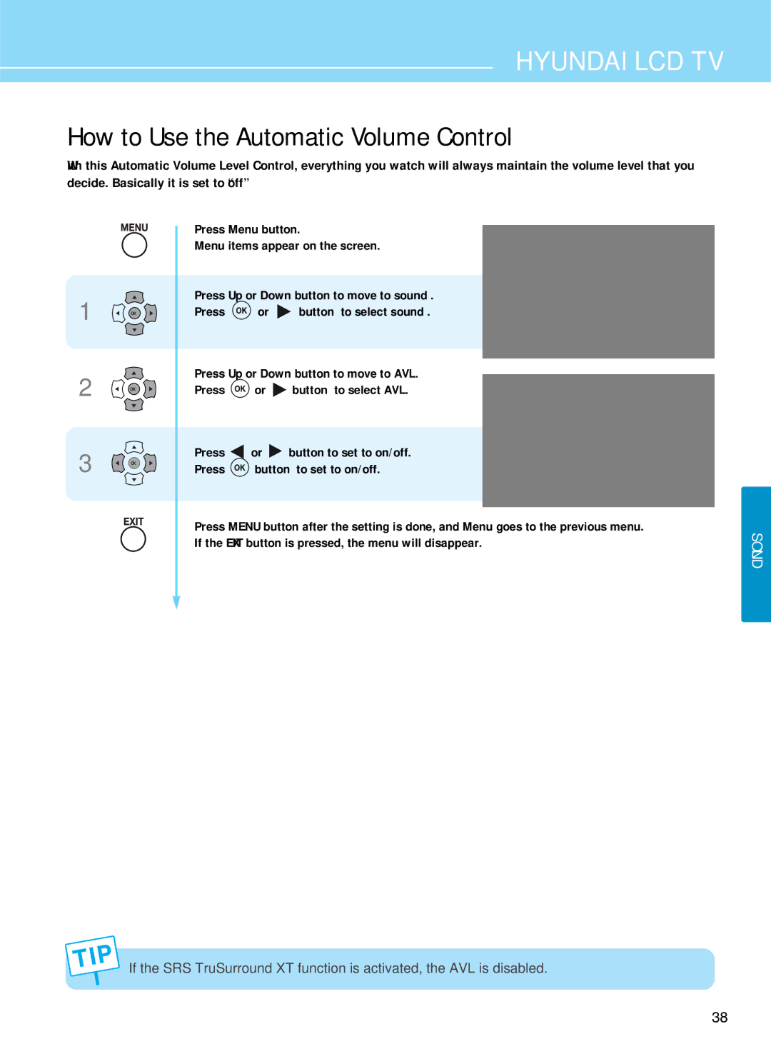 Hyundai E321D, E261D, E371D manual How to Use the Automatic Volume Control 