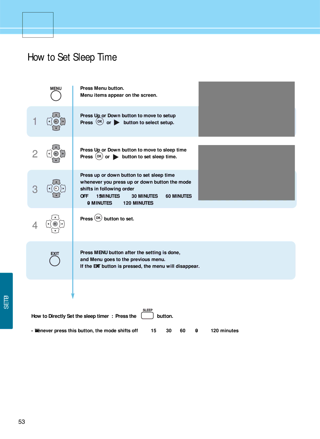 Hyundai E321D, E261D, E371D manual How to Set Sleep Time 