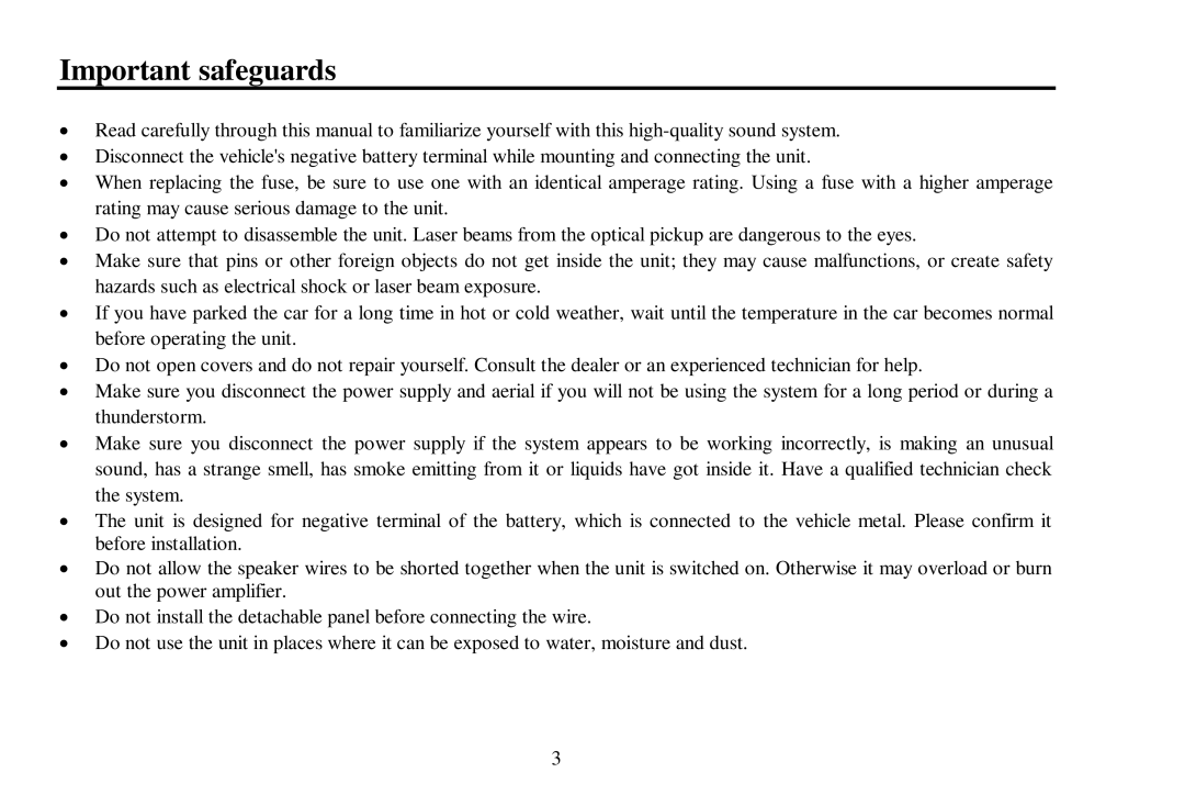 Hyundai H- CDM8039 instruction manual Important safeguards 