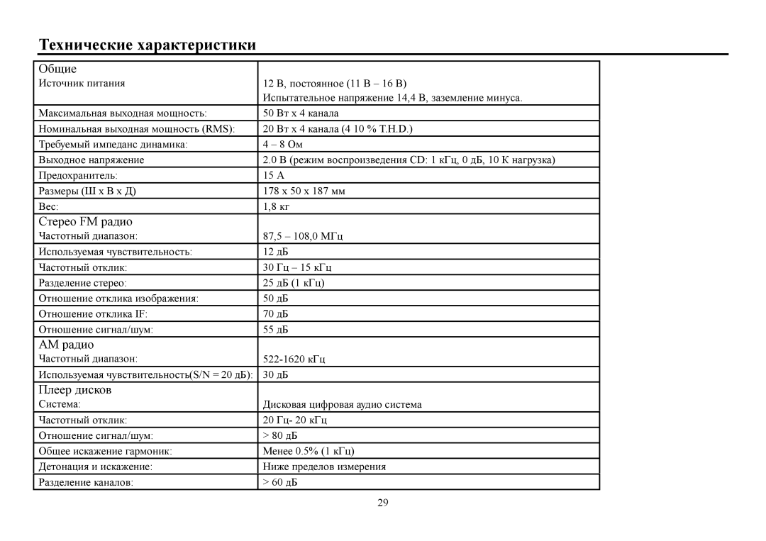 Hyundai H- CDM8053 instruction manual Τехнические характеристики 