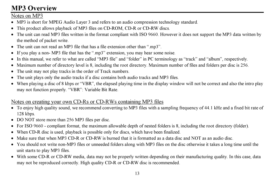 Hyundai H- CDM8059 instruction manual MP3 Overview 