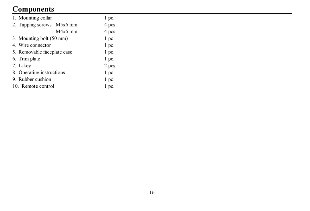 Hyundai H- CDM8059 instruction manual Components 