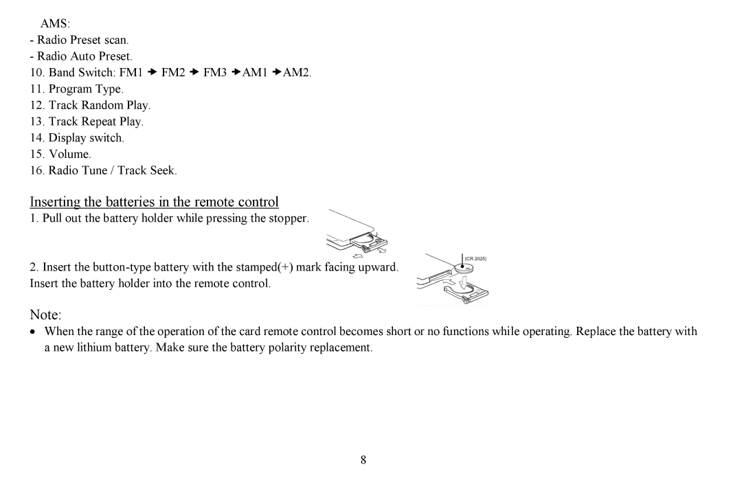 Hyundai H- CDM8059 instruction manual Inserting the batteries in the remote control, Ams 