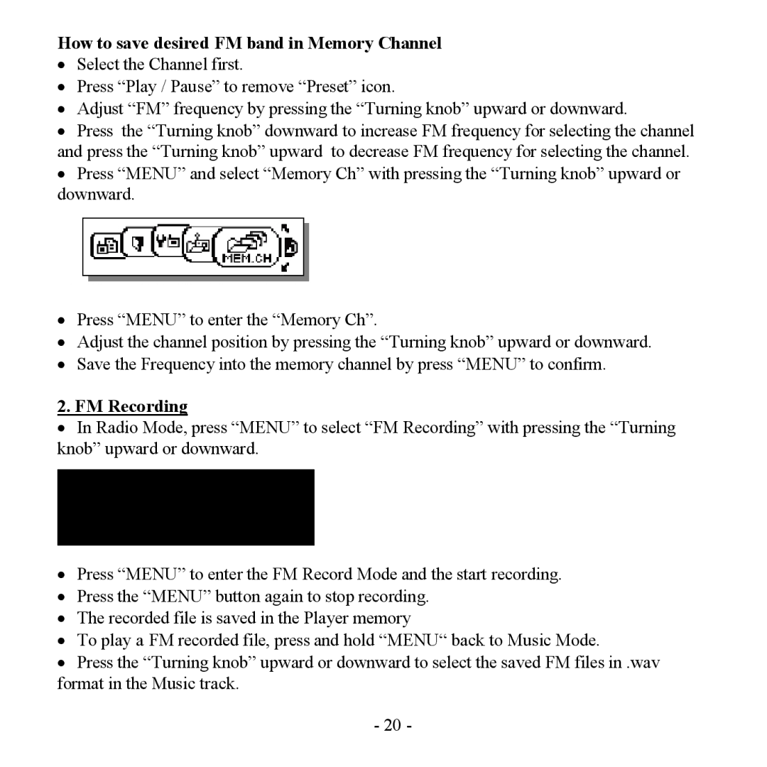 Hyundai H- F2562 instruction manual How to save desired FM band in Memory Channel, FM Recording 