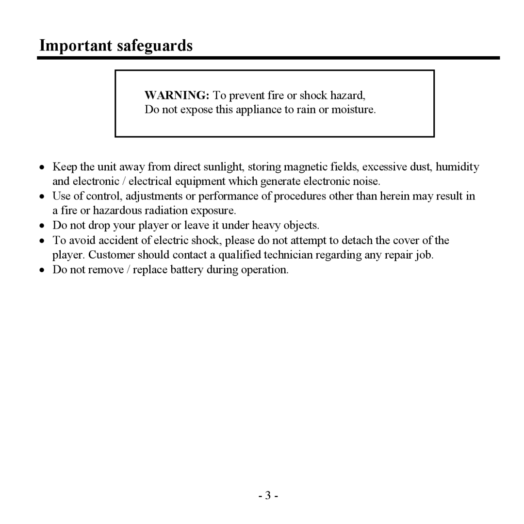 Hyundai H- F2562 instruction manual Important safeguards 