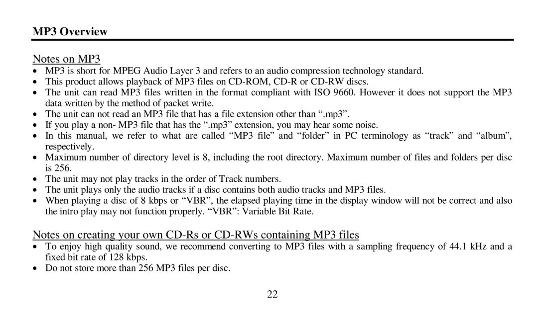 Hyundai H-CDM8010 instruction manual MP3 Overview 