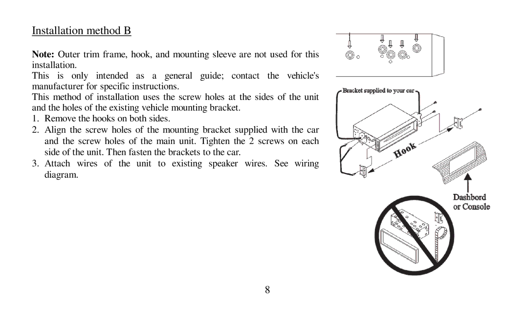 Hyundai H-CDM8010 instruction manual Installation method B 