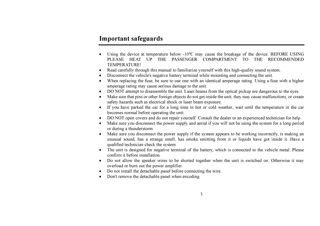 Hyundai H-CDM8031 instruction manual Important safeguards 