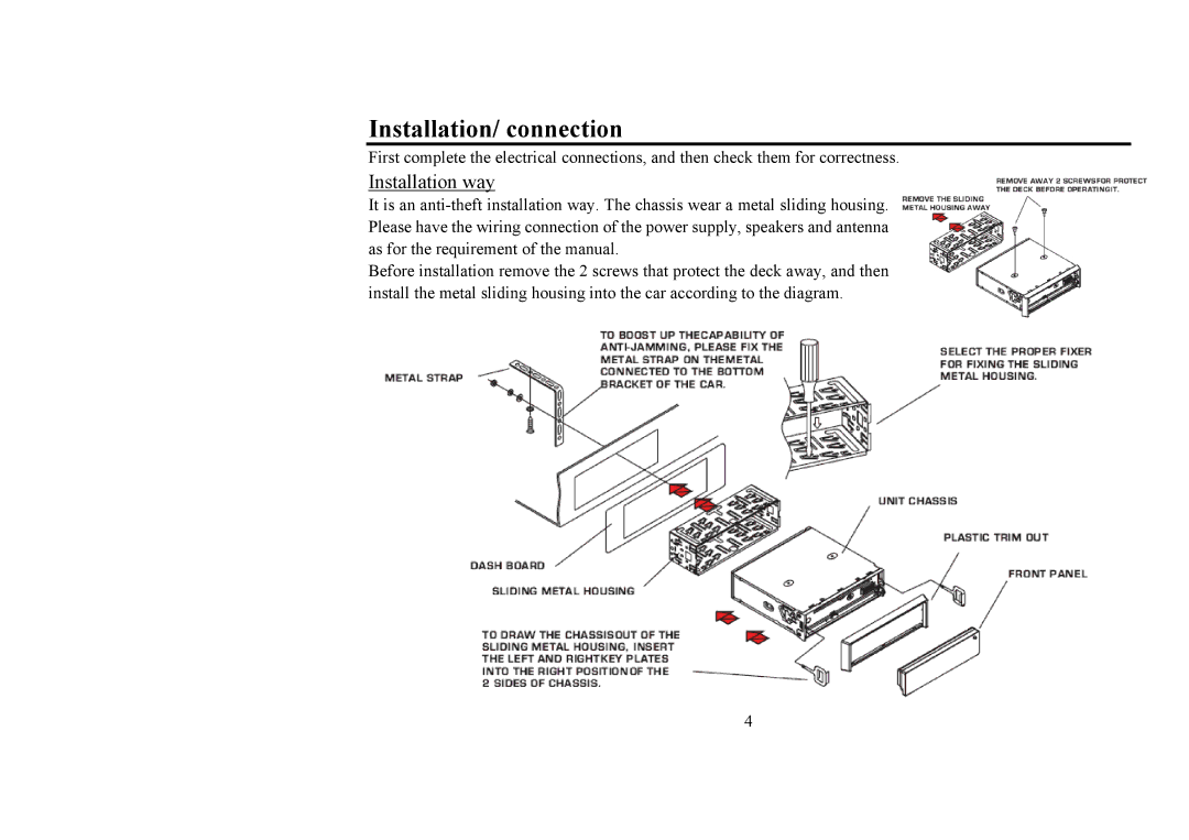 Hyundai H-CDM8031 instruction manual Installation/ connection, Installation way 