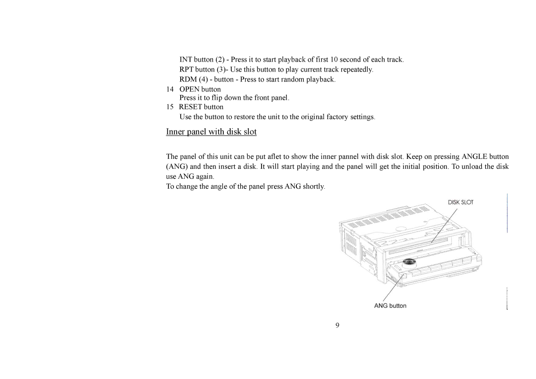 Hyundai H-CDM8031 instruction manual Inner panel with disk slot 