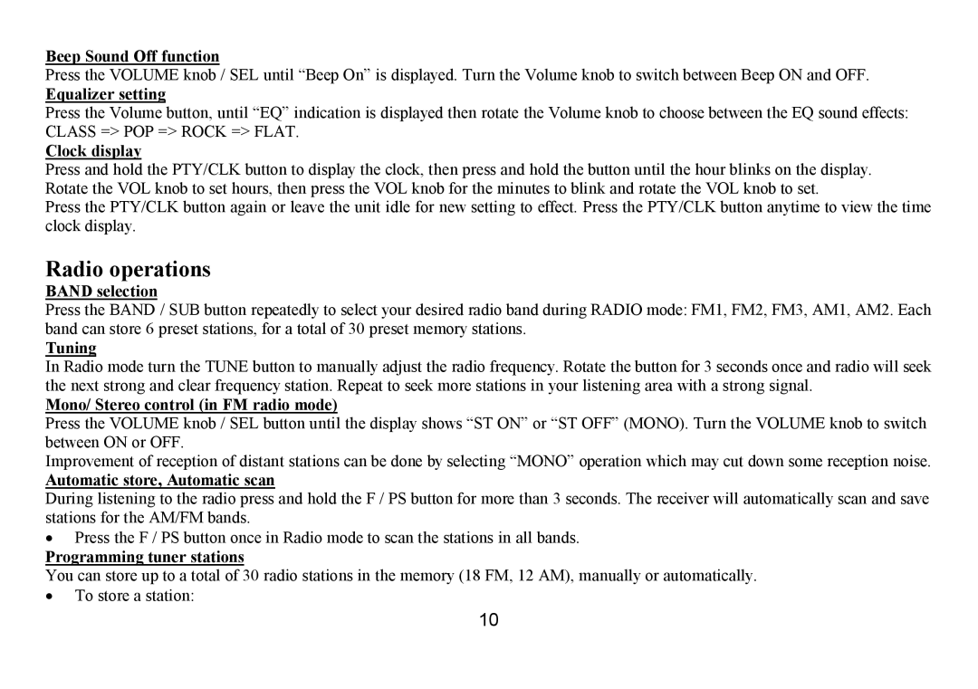 Hyundai H-CDM8035 instruction manual Radio operations 