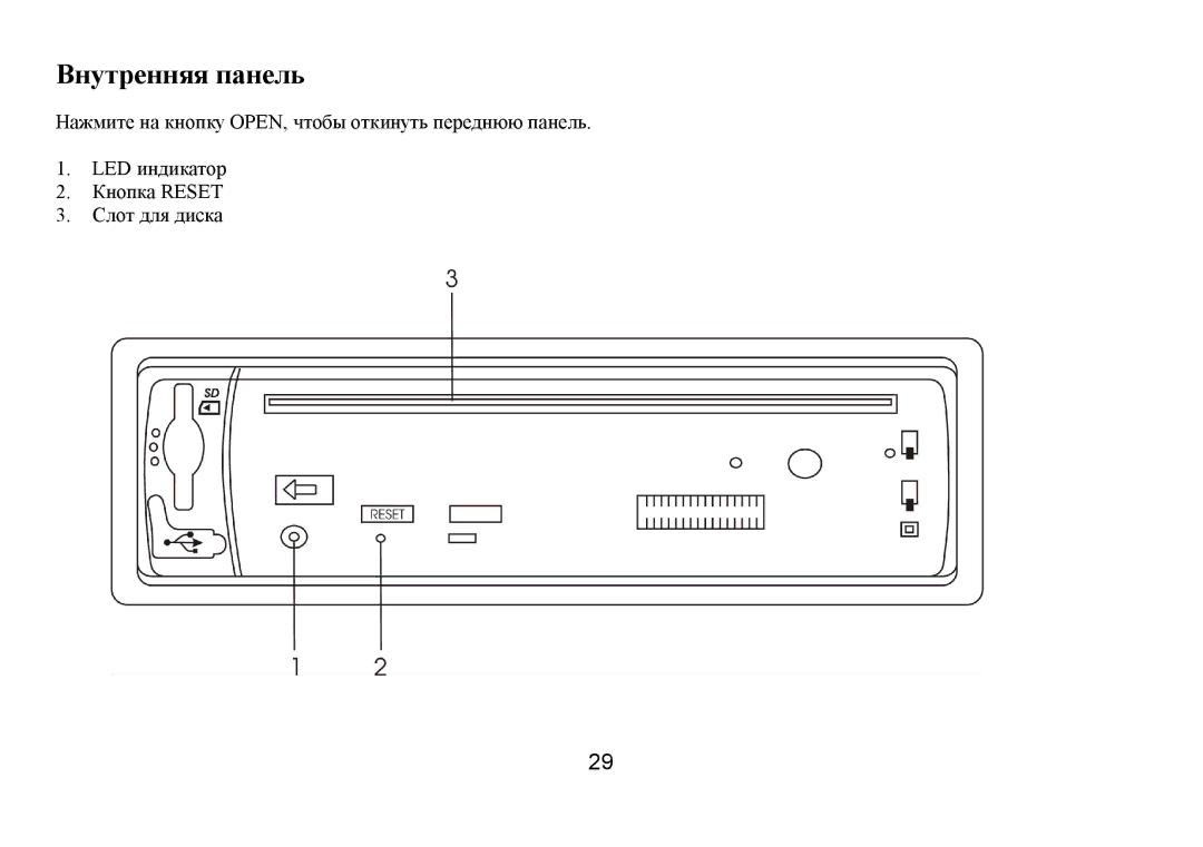 Hyundai H-CDM8035 instruction manual Βнутренняя панель 