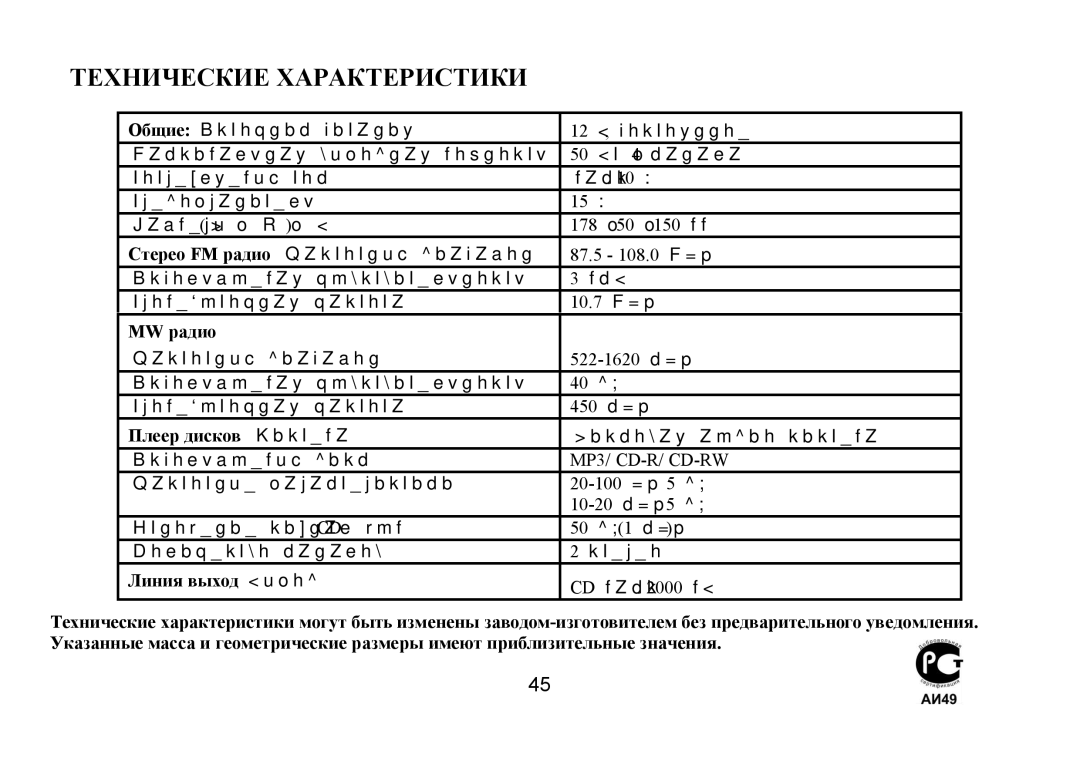 Hyundai H-CDM8035 instruction manual MW радиο, Плеер дискοв 