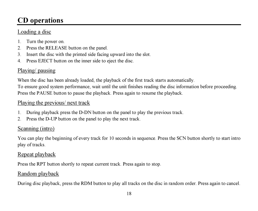 Hyundai H-CDM8042 instruction manual CD operations 