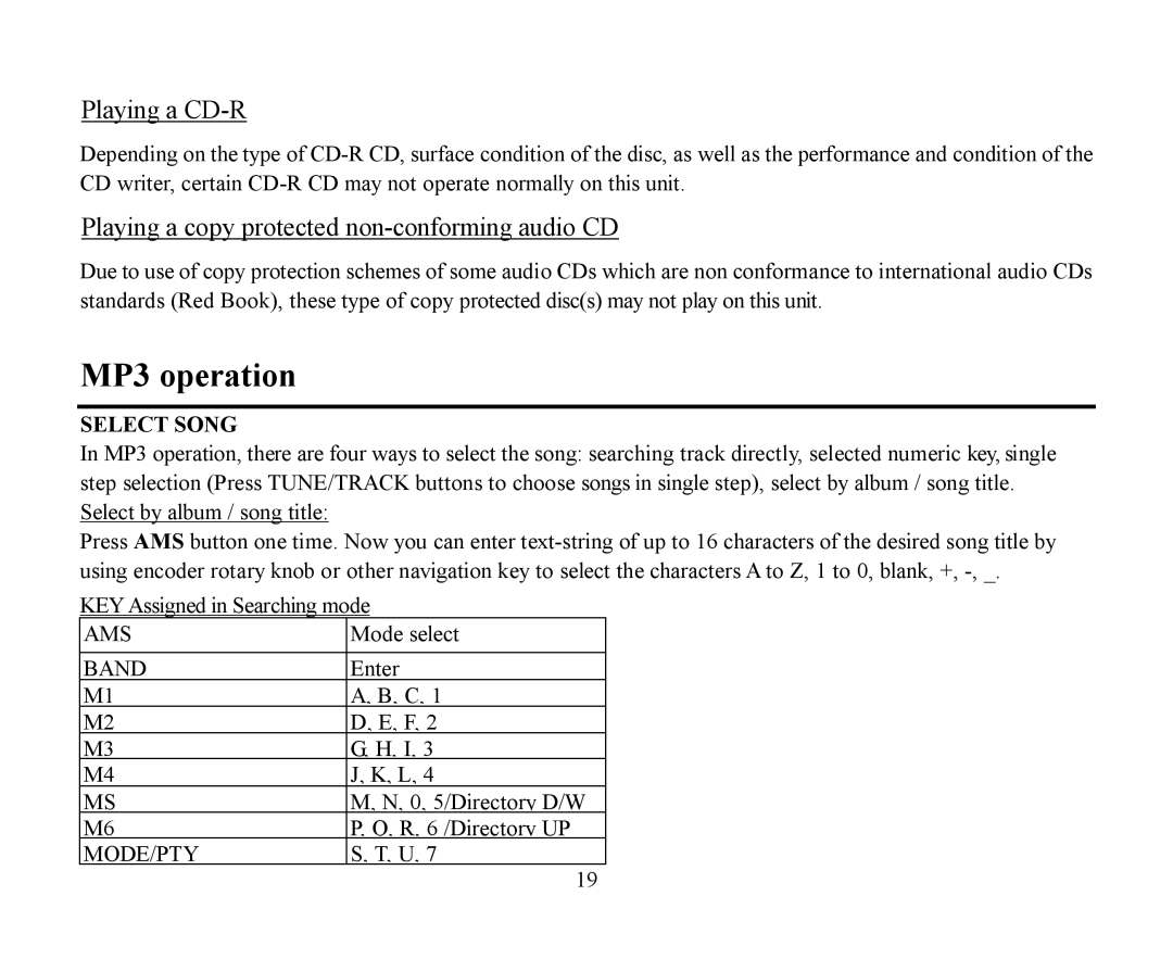 Hyundai H-CDM8042 instruction manual MP3 operation, Playing a CD-R, Playing a copy protected non-conforming audio CD 