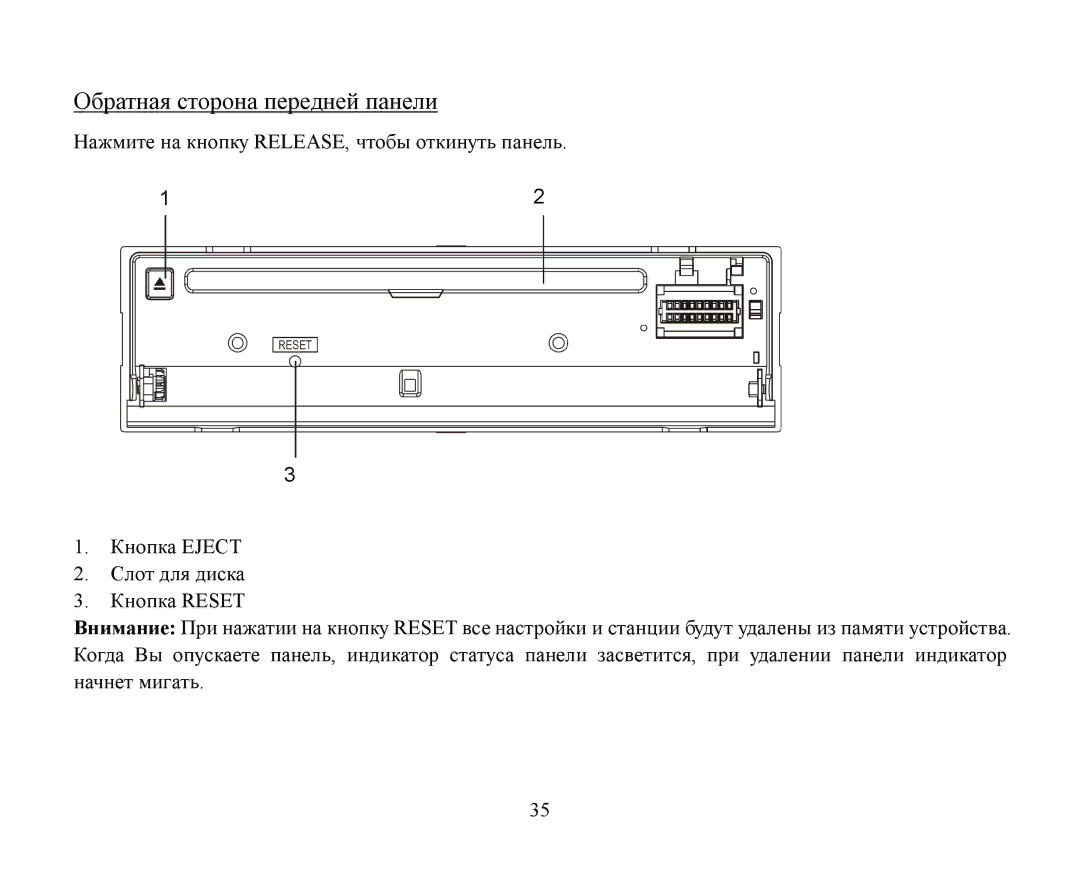 Hyundai H-CDM8042 instruction manual Release Eject Reset 