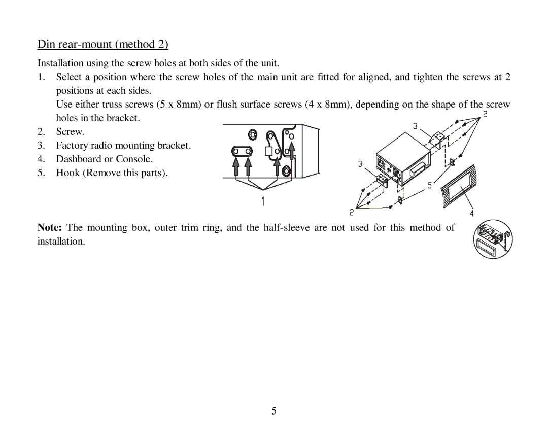 Hyundai H-CDM8043 instruction manual Din rear-mount method 