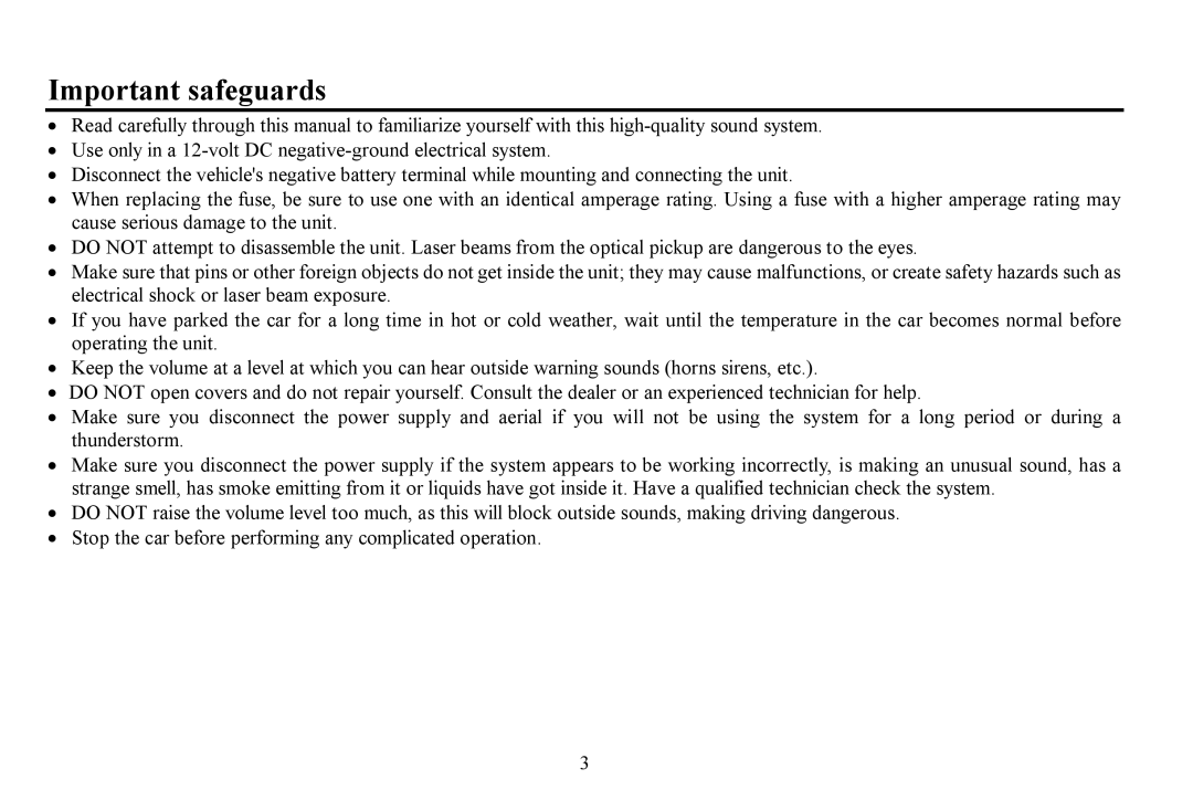 Hyundai H-CDM8061 instruction manual Important safeguards 