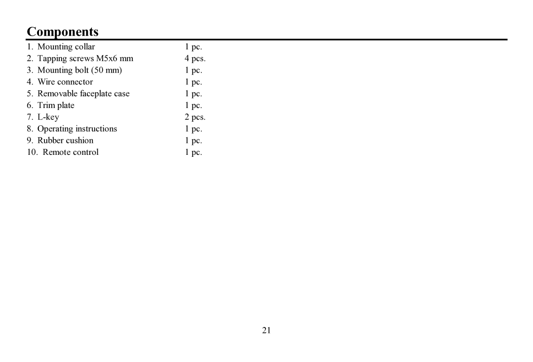 Hyundai H-CDM8064 instruction manual Components 